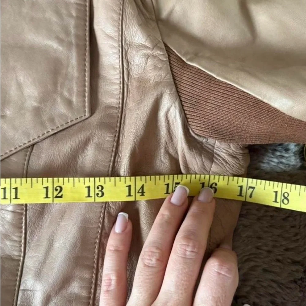 trouvé Brown Carmel Buttery Leather Moto Ribbed Asymmetrical Jacket M*SPOTS*‎